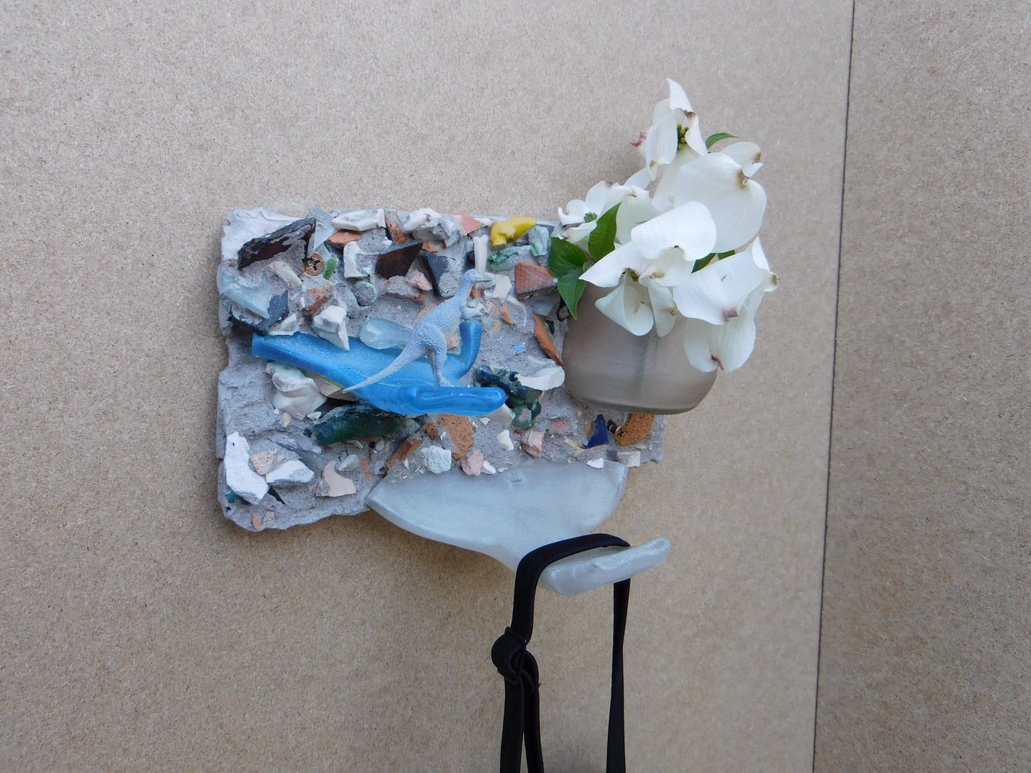 Bottleneck Wall Hook and Vessel- Recycled Home Sculpture