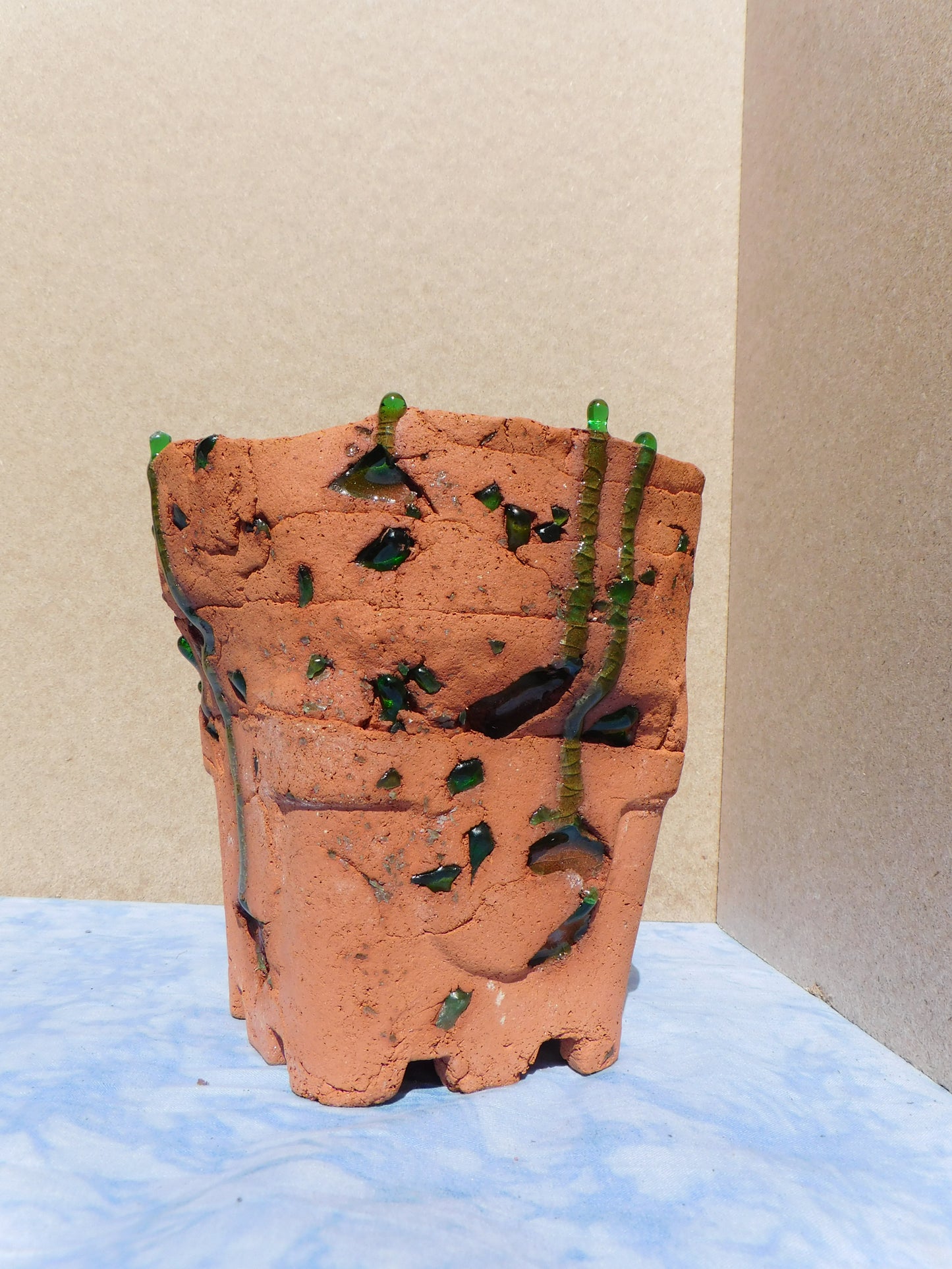 Wild Clay and Recycled Glass Planter - Big Sand Castle