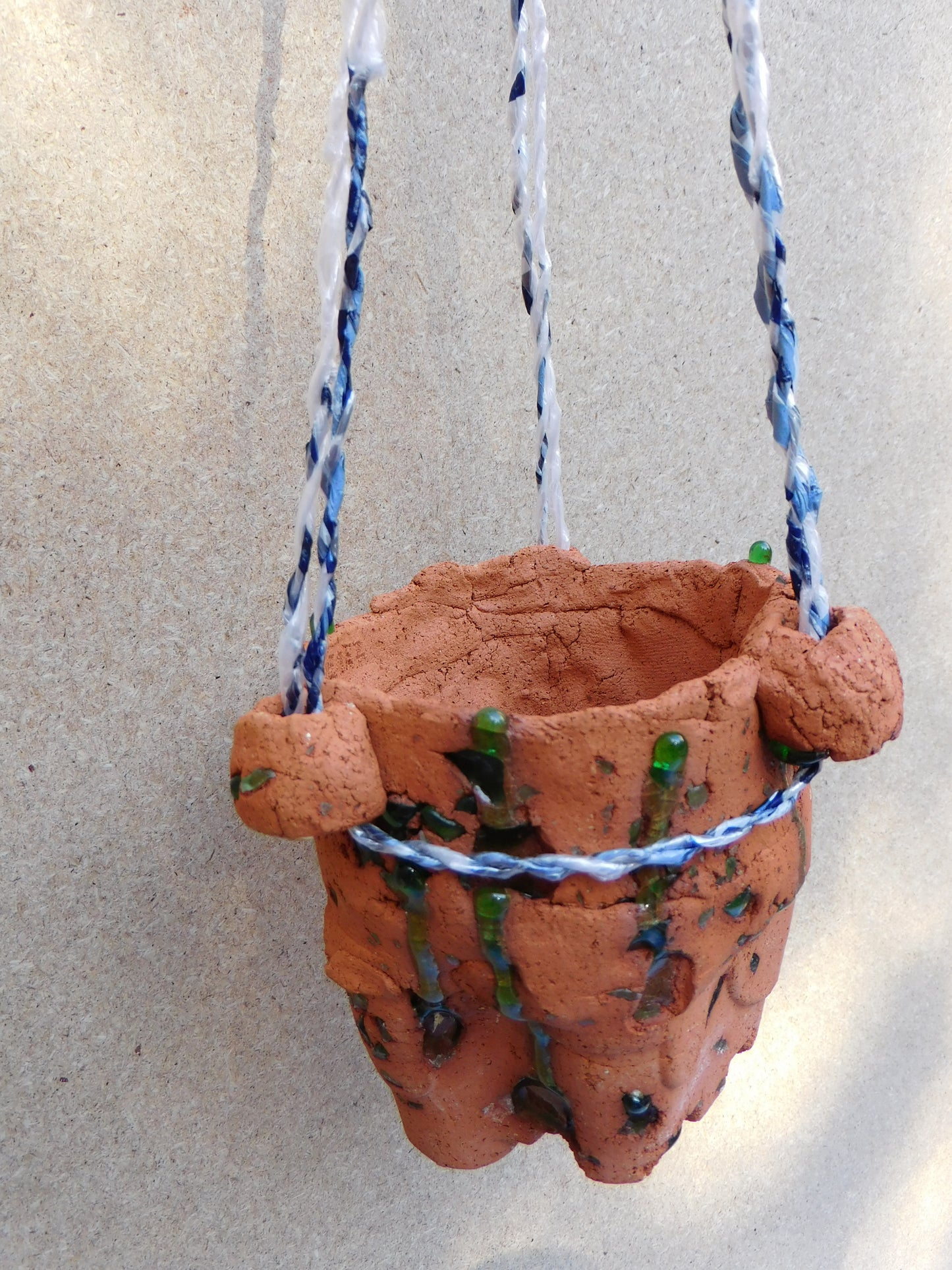 Wild Clay and Recycled Glass Planter- Small Sand Castle