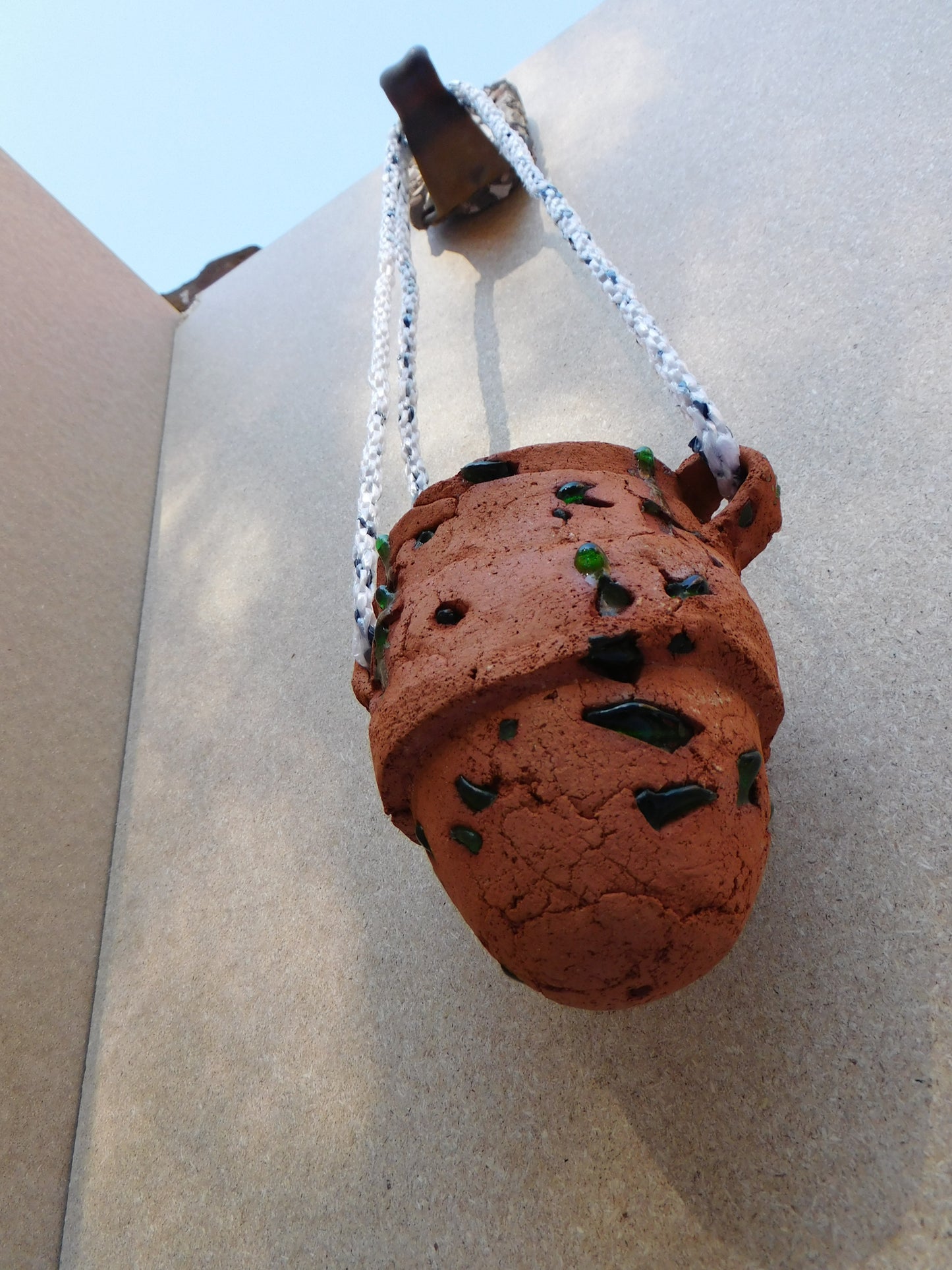 Wild Clay and Recycled Glass Hanging Planter - Primitive Purse